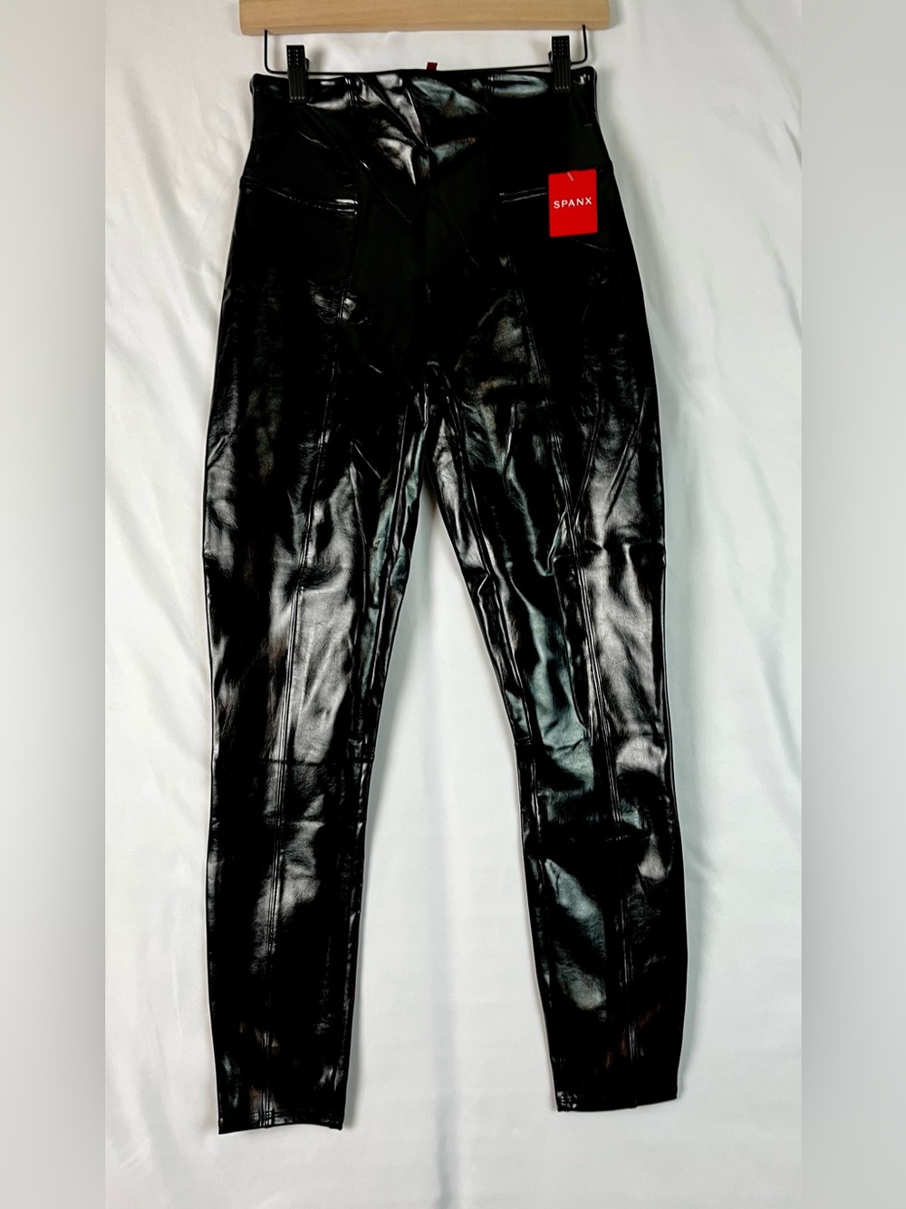 SPANX High-Shine Faux Patent Leather Black Leggings NWT Size Medium